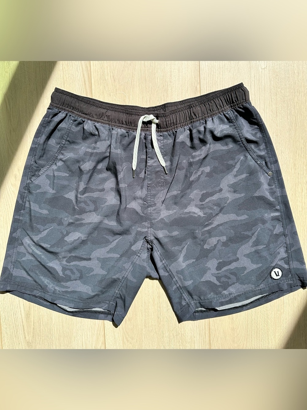 Vuori Kore Gray Camo Shorts- lined